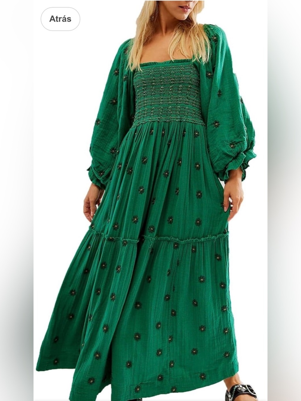 Emerald Green Smocked Maxi Dress